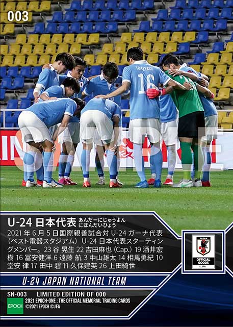 【U-24日本代表】国際親善試合 U-24ガーナ代表戦 スターティングイレブン（21.6.5）