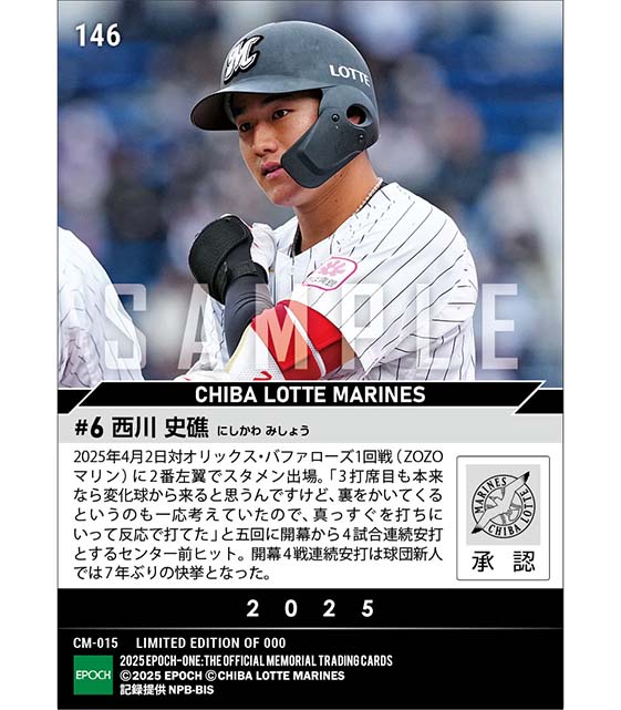 RC【西川史礁】本拠地開幕戦で開幕4試合連続安打（25.4.2）