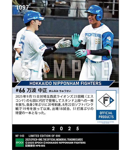 【万波中正】18試合ぶりの一発で2年ぶりに20号到達（25.9.15）