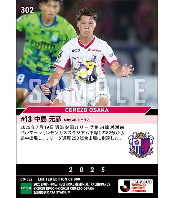 【中島元彦】Jリーグ通算250試合出場（25.7.19）