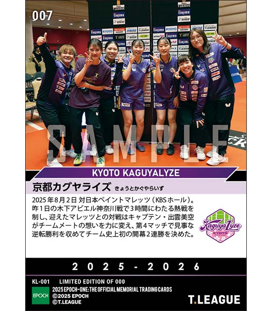 【京都カグヤライズ】チーム史上初開幕2連勝（25.8.2）