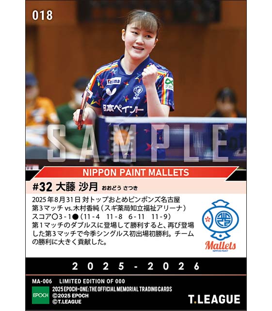 【大藤沙月】今季初出場初勝利（25.8.31）