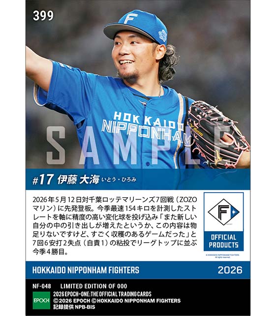 【伊藤大海】引き出しを増やしてリーグトップタイの今季4勝目(26.5.12)