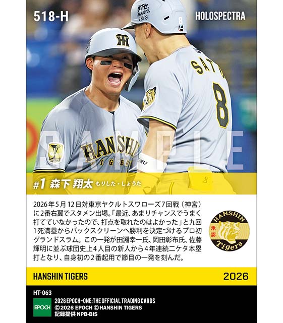 ※ホロスペクトラ 【森下翔太】プロ初グランドスラム（球団4人目の新人から4年連続二ケタ本塁打）（26.5.12）