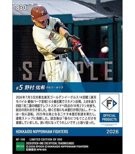 【野村佑希】3年ぶり二ケタ本塁打到達(26.7.5)