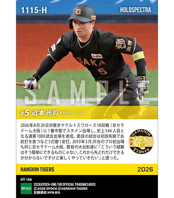 ※ホロスペクトラ 【近本光司】通算1000試合出場(26.8.20)