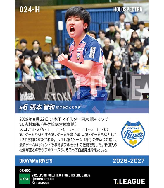 ※ホロスペクトラ 【張本智和】第5マッチまでもつれた激闘を制し勝利(26.8.22)