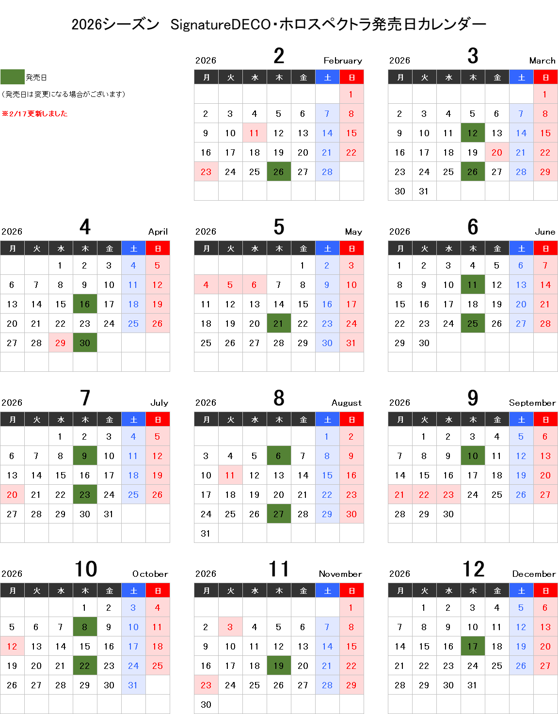 2026シーズン　SignatureDECO・ホロスペクトラ発売日と商品化選定基準について